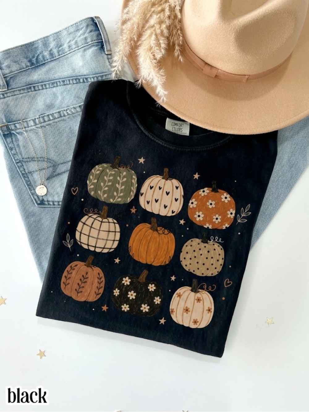 Comfort Colors Pumpkin Halloween Graphic Tee - Black